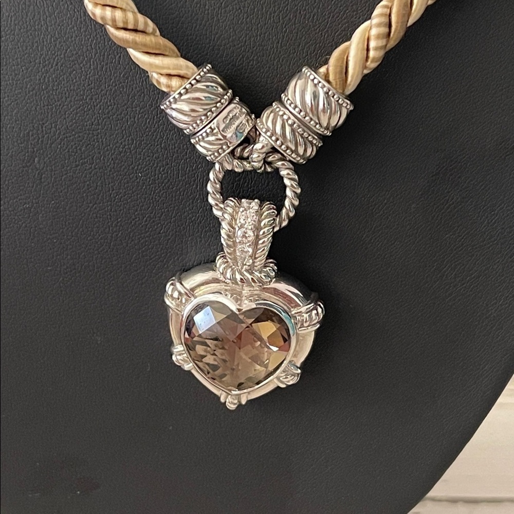 Judith Ripka Smokey Quartz Heart Enhancer Silk Cord Necklace - Picture 4 of 9